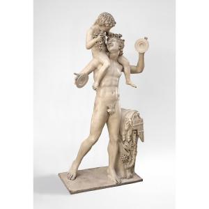 Satiro con Dioniso Bambino , Terracotta dipinta . Terra di Signa. Firenze fine XIX Secolo rand tour 