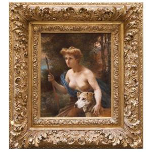 Diana cacciatrice , Dipinto di H.C. Danger  Francia fine del XVIII Secolo f.to