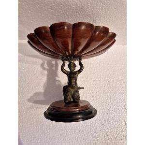 Coppa in marmo rosso antico e scultura in bronzo Italia Grand Tour