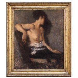 Nudo di donna coi seno scoperto , Dipinto, Ambito romano, fine XIX Secolo 