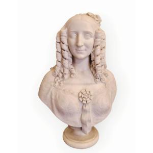 Busto di Donna, Scultura in marmo, di G. Croff Milano XIX Secolo 