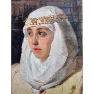 Ritratto di donna in costume orientale, attr- a L Pogliaghi  Italia XIX Secolo