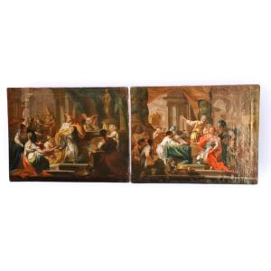 Coppia di scene di storia antica, dipinti Roma XVIII Secolo