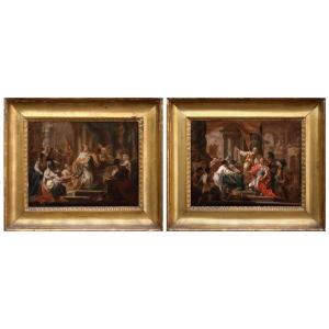 Coppia di scene di storia antica, dipinti Roma XVIII Secolo