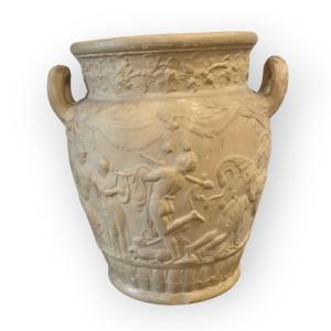 Cratere con scene dionisiache, terracotta. Firenze XIX Secolo 