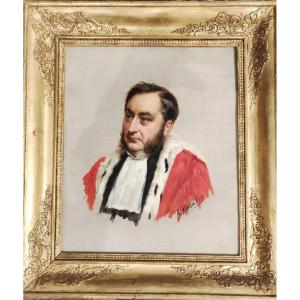 Ritratto di magistrato, Dipinto, di A. Muraton,  f.to. Francia XIX Secolo , 