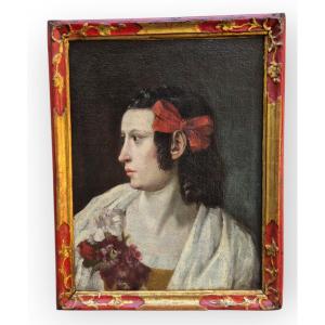 Ritratto di donna di profilo , Dipinto Roma XVII Secolo 
