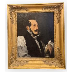 ritratto d uomo con corona da poeta , dipinto Italia XIX Secolo 