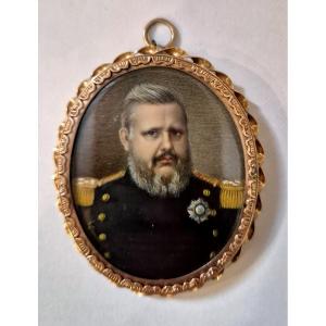 Ritratto in miniatura Re Ferdinando II di Napoli XIX secolo