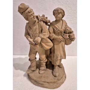 Gruppo in terracotta Giacomo Vaccaro Caltagirone Sicilia XIX secolo