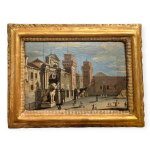L entrata dell Arsenale di Venezia, Dipinto , Scuola veneziana , Italia XIX Secolo