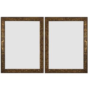 Coppia di cornici con specchio, legno dorato, Italia XVIII secolo
