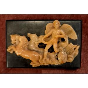 Scultura in corallo Sciacca Sicilia XIX secolo il carro dell'amore