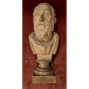 Busto in terracotta Solone XIX secolo Ernesto Calì 