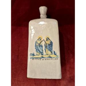 Bottiglia maiolica compendiaria Italia centrale XVII-XVIII secolo 