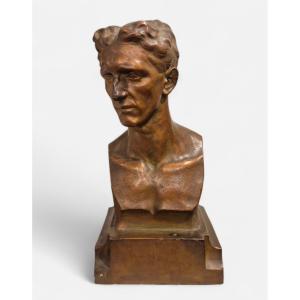 Ritratto di giovane uomo, scultura di G. Vascon Italia inizi XX Secolo