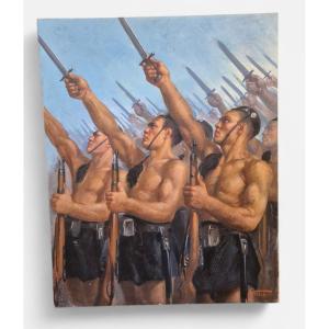 Ragazzi della Gil, Dipinto di C. Tafuri, italia anni trenta 