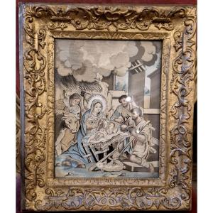 Ricamo religioso Natività Italia meridionale XVIII secolo Ambito di Marianna Elmo