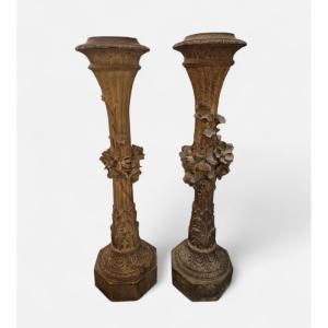 Coppia di Sellettes , Terracotta Italia Fine XIX Secolo