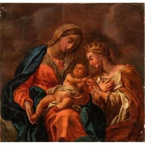 Matrimonio mistico di Santa Caterina, Dipinto Italia XVII Secolo 