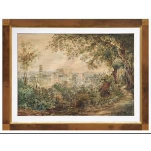 Veduta del Colosseo visto dal Palatino, Dipinto , XIX Secolo Grand tour