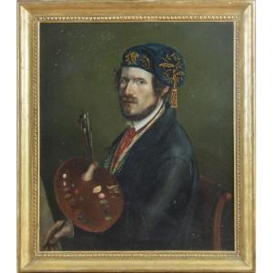 Auroritratto di pittore , dipinto Italia XIX Secolo 