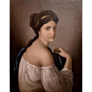 Ritratto di donna di spalle, dipinto , scuola milanese XIX Secolo