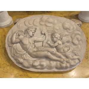 Apollo e Cupido , placca in mamro Italia XVIII secolo Grand tour 