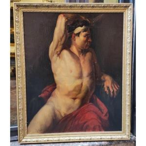 Nudo accademico con pugnale, Dipinto olio su tela , Francia inizi XIX Secolo