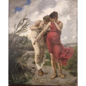 Scuola francese Ernest Emile Leménorel Scena mitologica XIX secolo