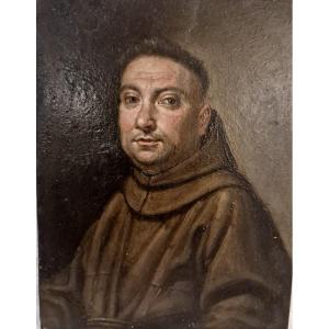 Olio su rame Monaco scuola bolognese XVII secolo