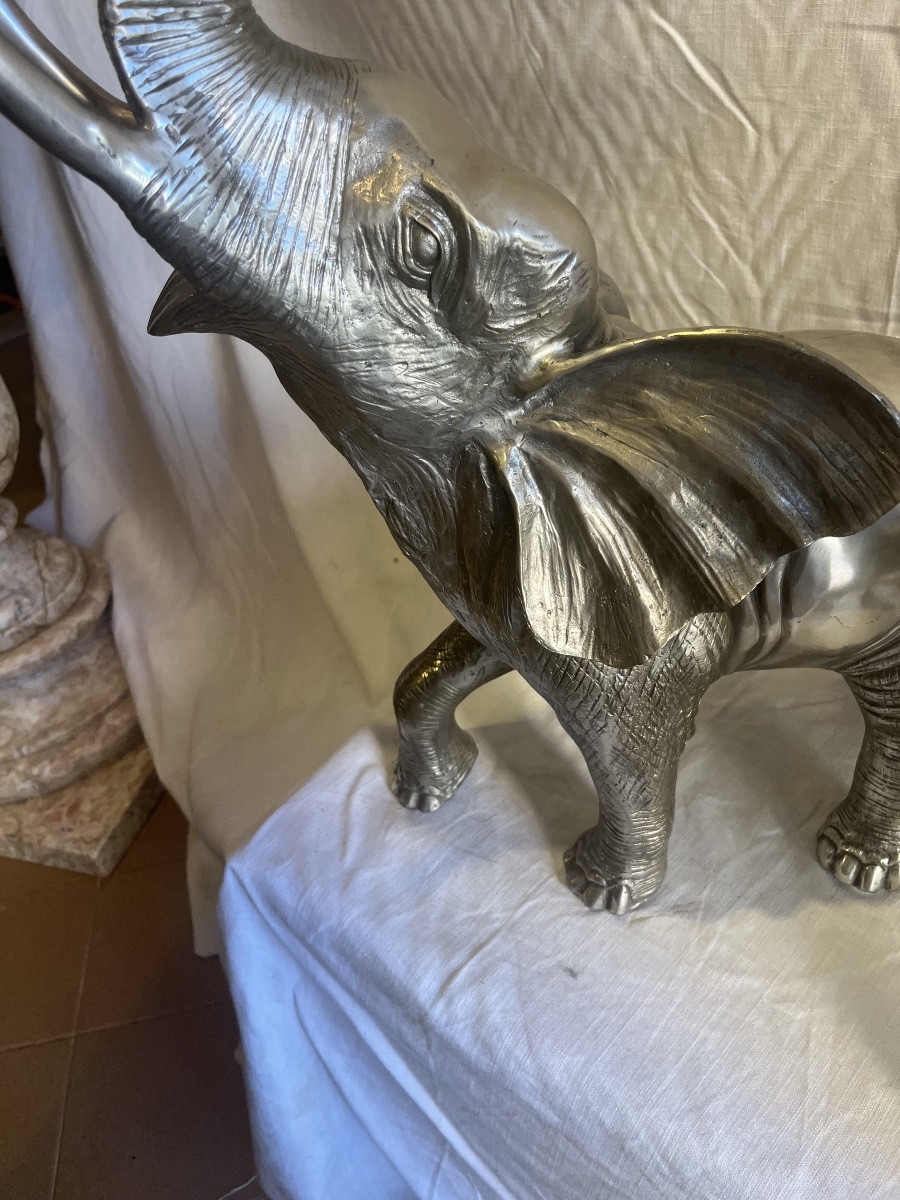 coppia di elefanti in bronzo argentato -photo-2