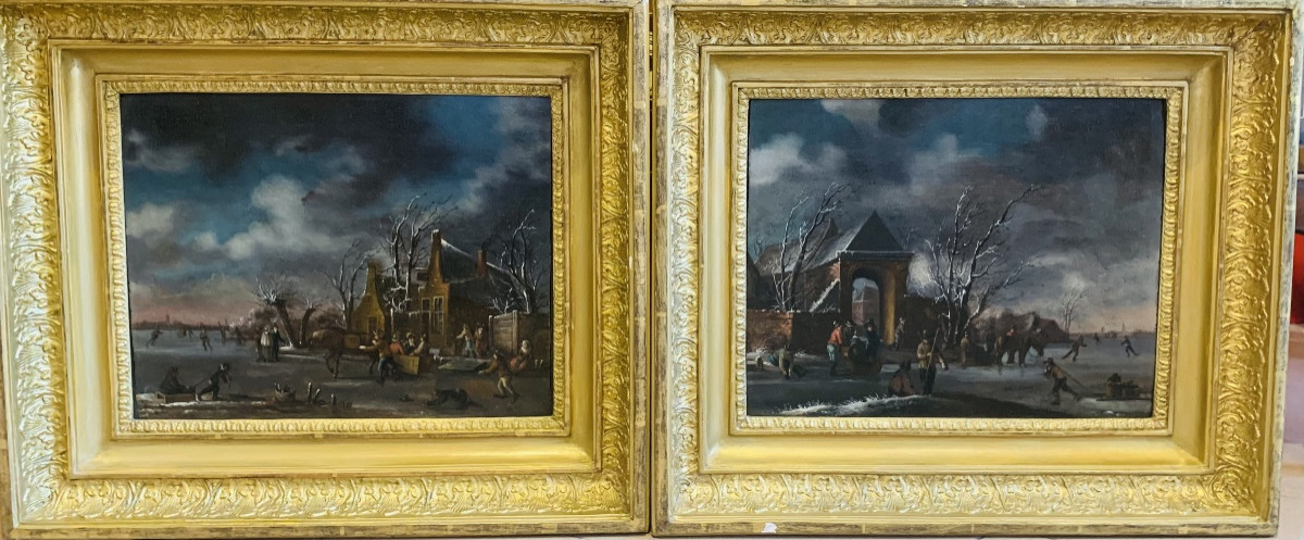 coppia di dipinti fiamminghi