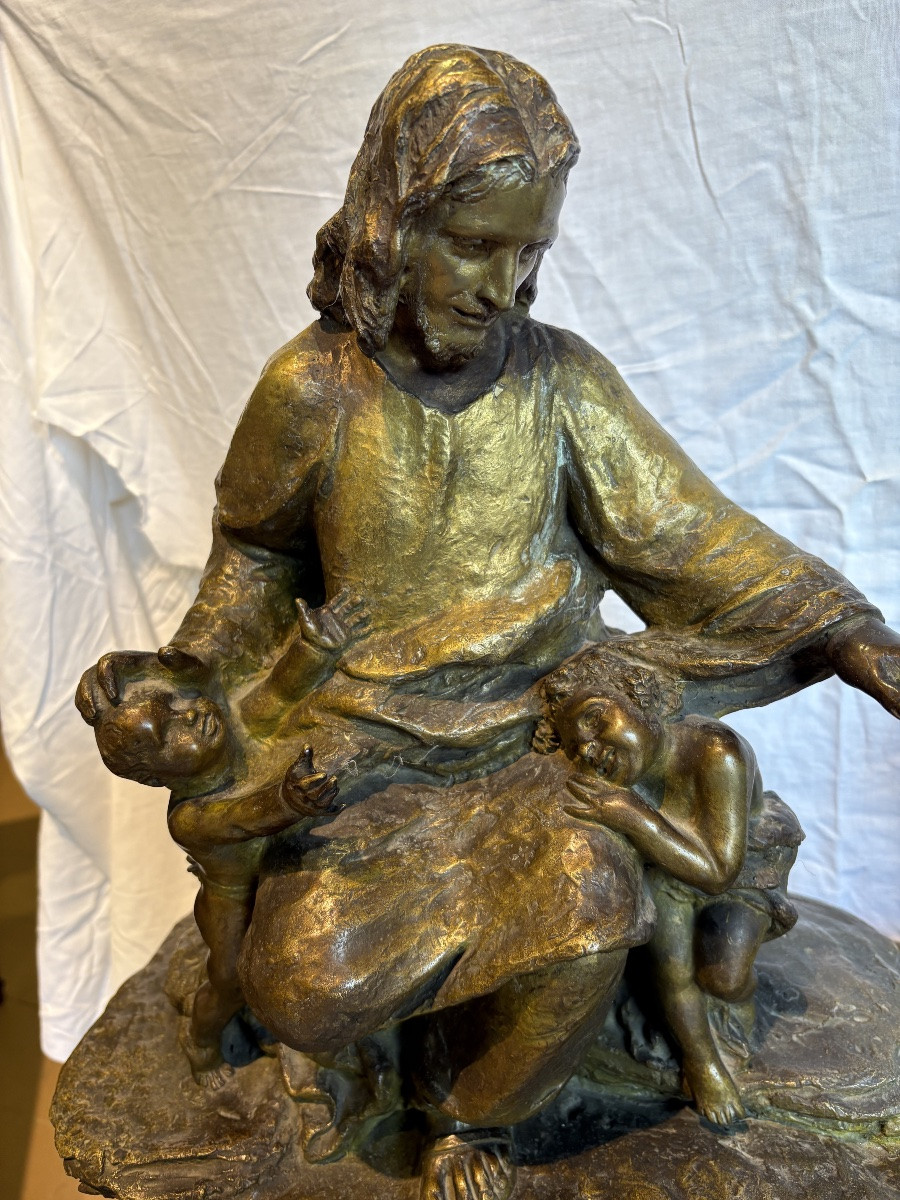 bronzo raffigurante scena mitologica con base in marmo-photo-2