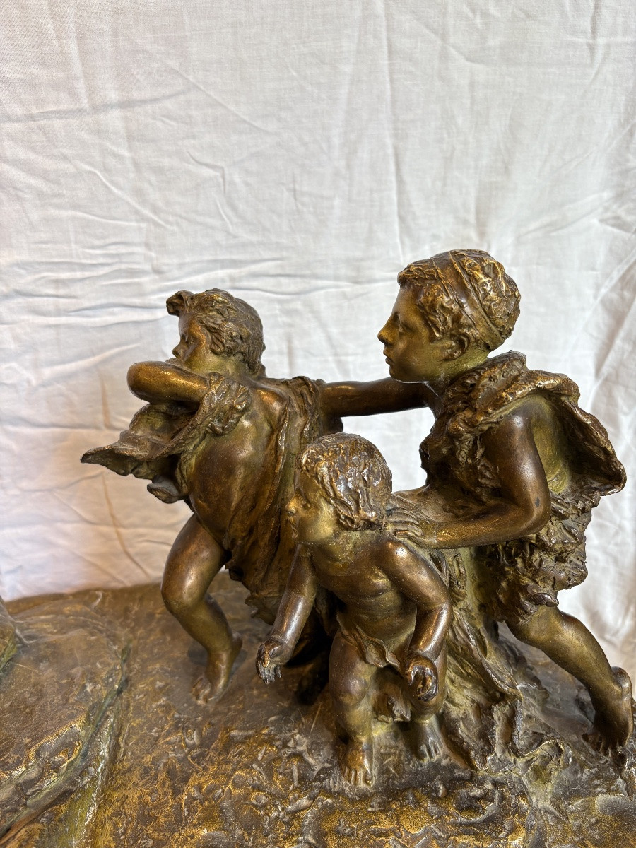 bronzo raffigurante scena mitologica con base in marmo-photo-3