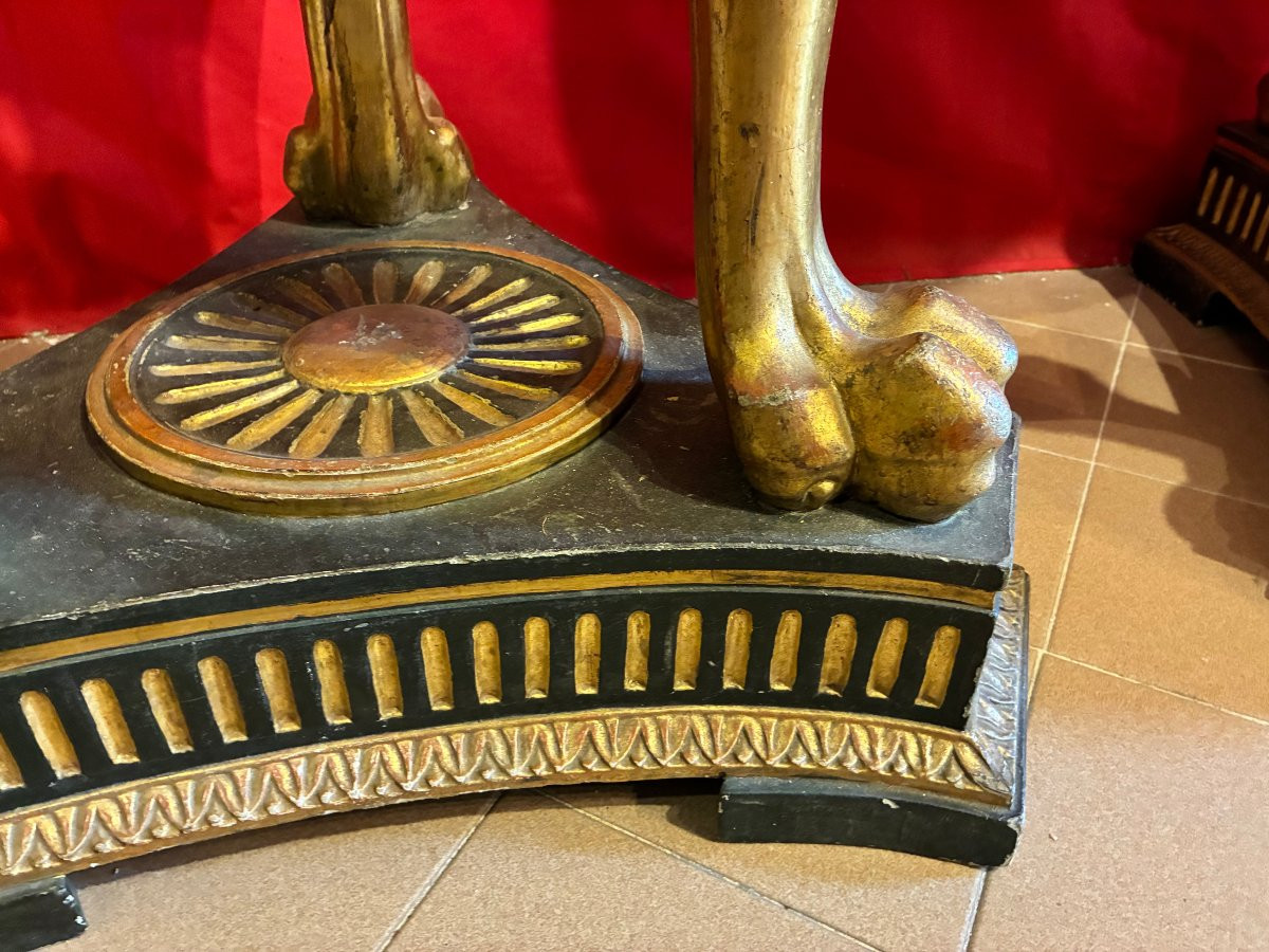 coppia di gueridon in legno laccato e dorato primo impero-photo-2