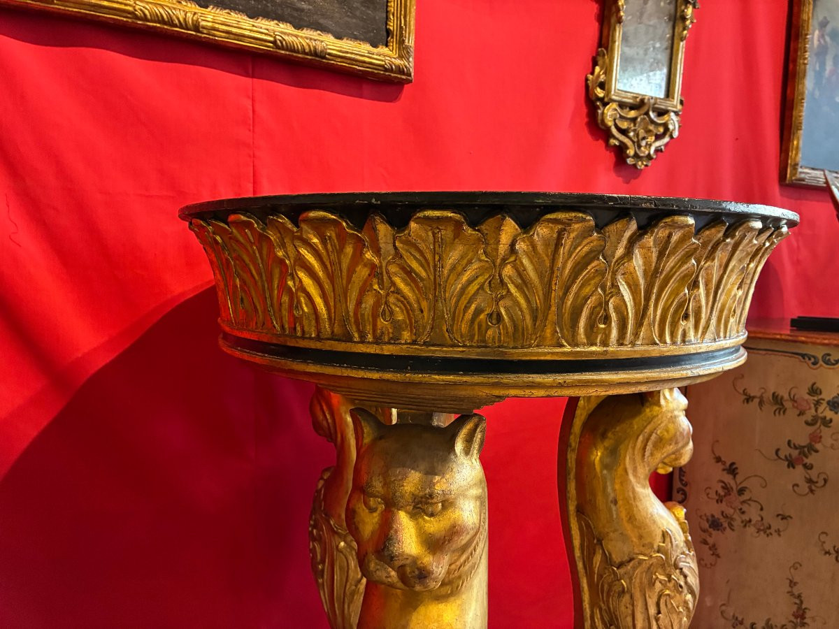 coppia di gueridon in legno laccato e dorato primo impero-photo-1