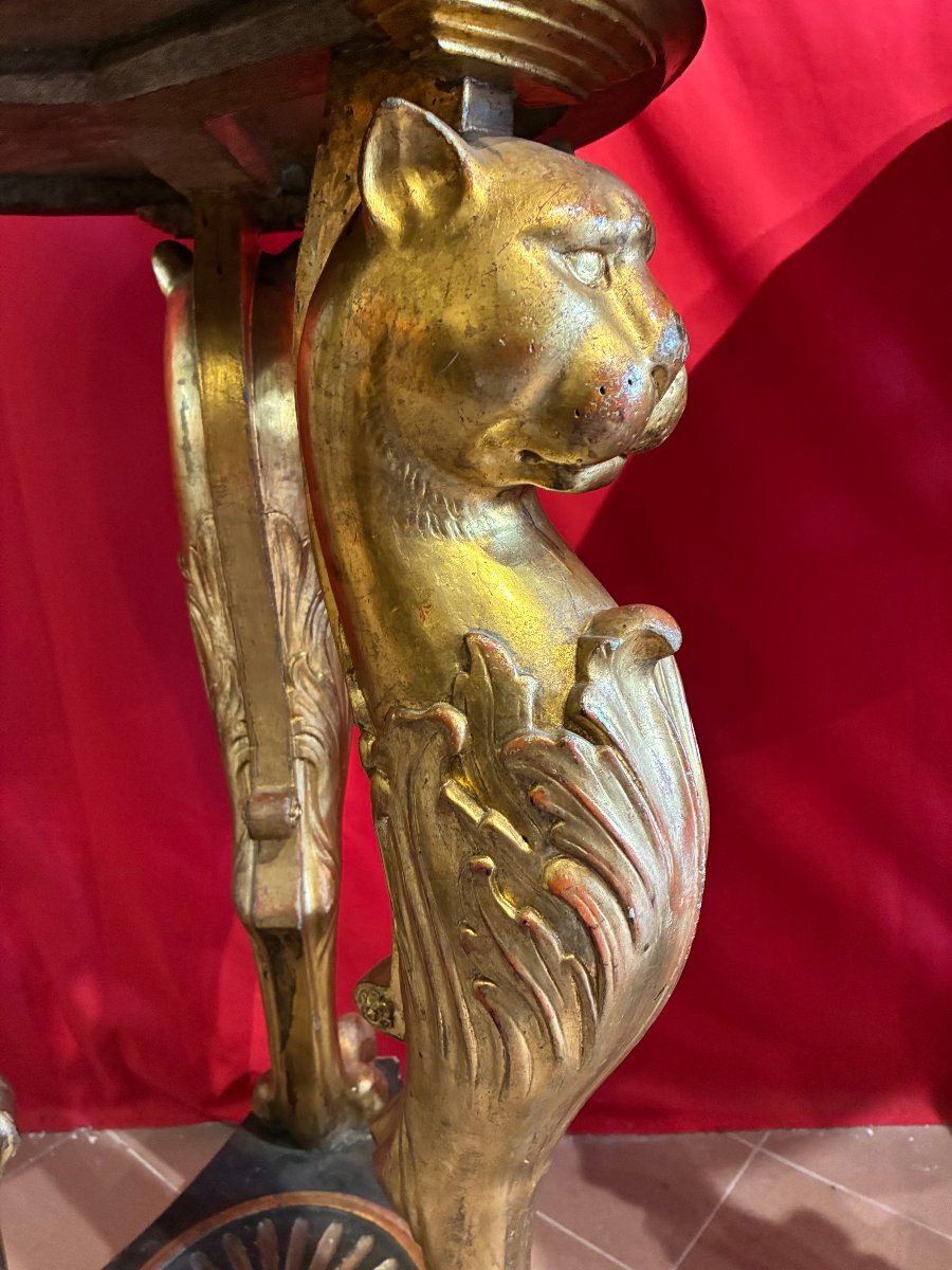 coppia di gueridon in legno laccato e dorato primo impero-photo-2