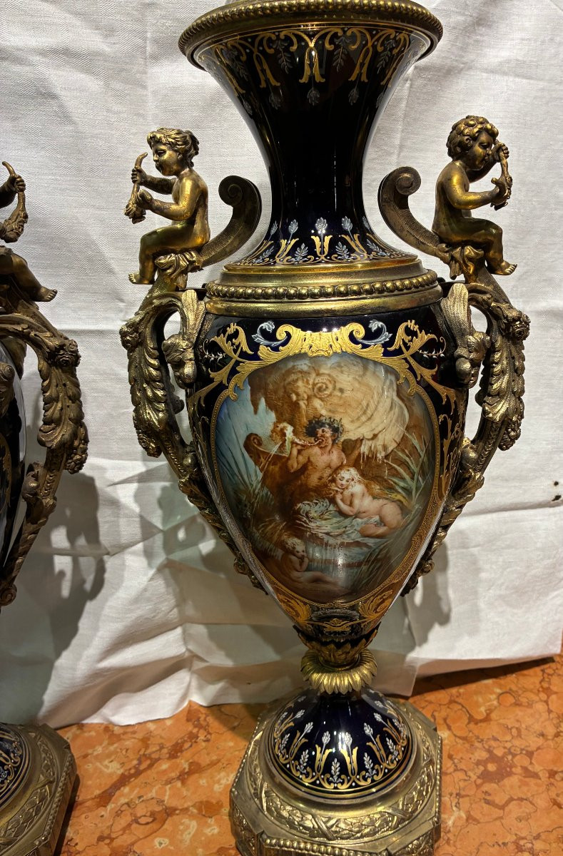 coppia di vasi di Sevres in porcellana e bronzo fine800'-photo-3