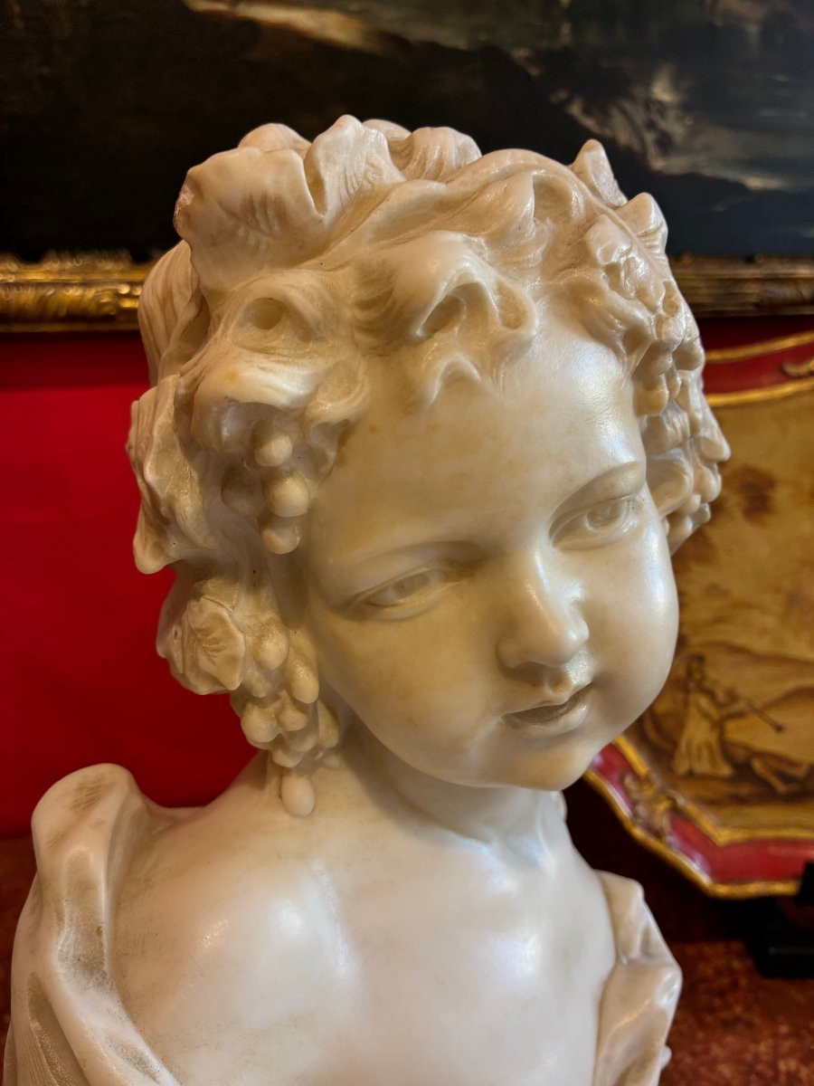 busto di bambina montato su base in marmo rosso verona fine 800'-photo-2