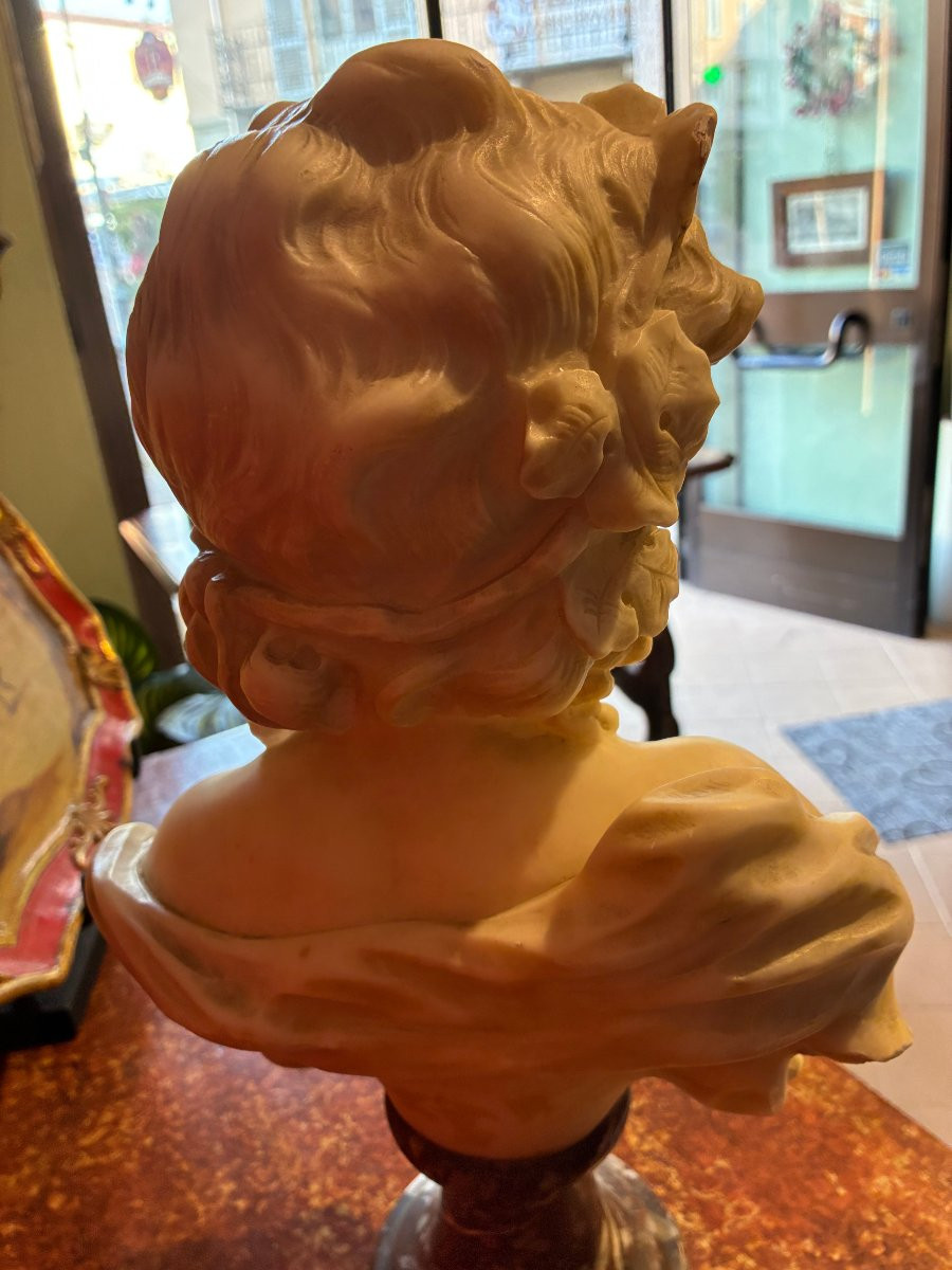 busto di bambina montato su base in marmo rosso verona fine 800'-photo-4