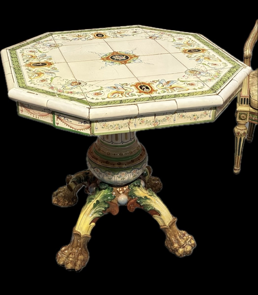 tavolo ottagonale in porcellana di bassano primi 800'-photo-4