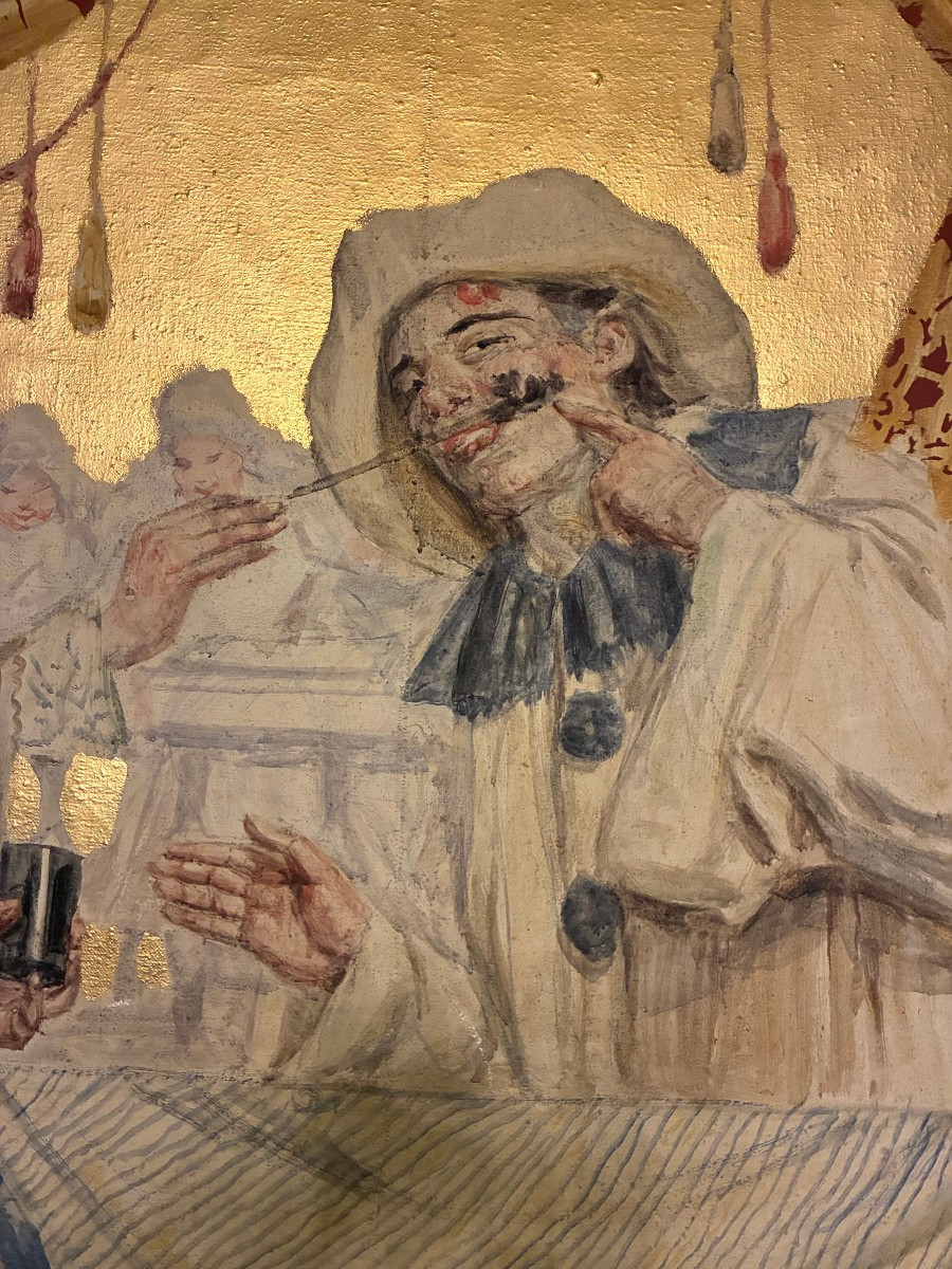 dipinto raffigurante scene carnevalesche fondo oro primi 900-photo-3