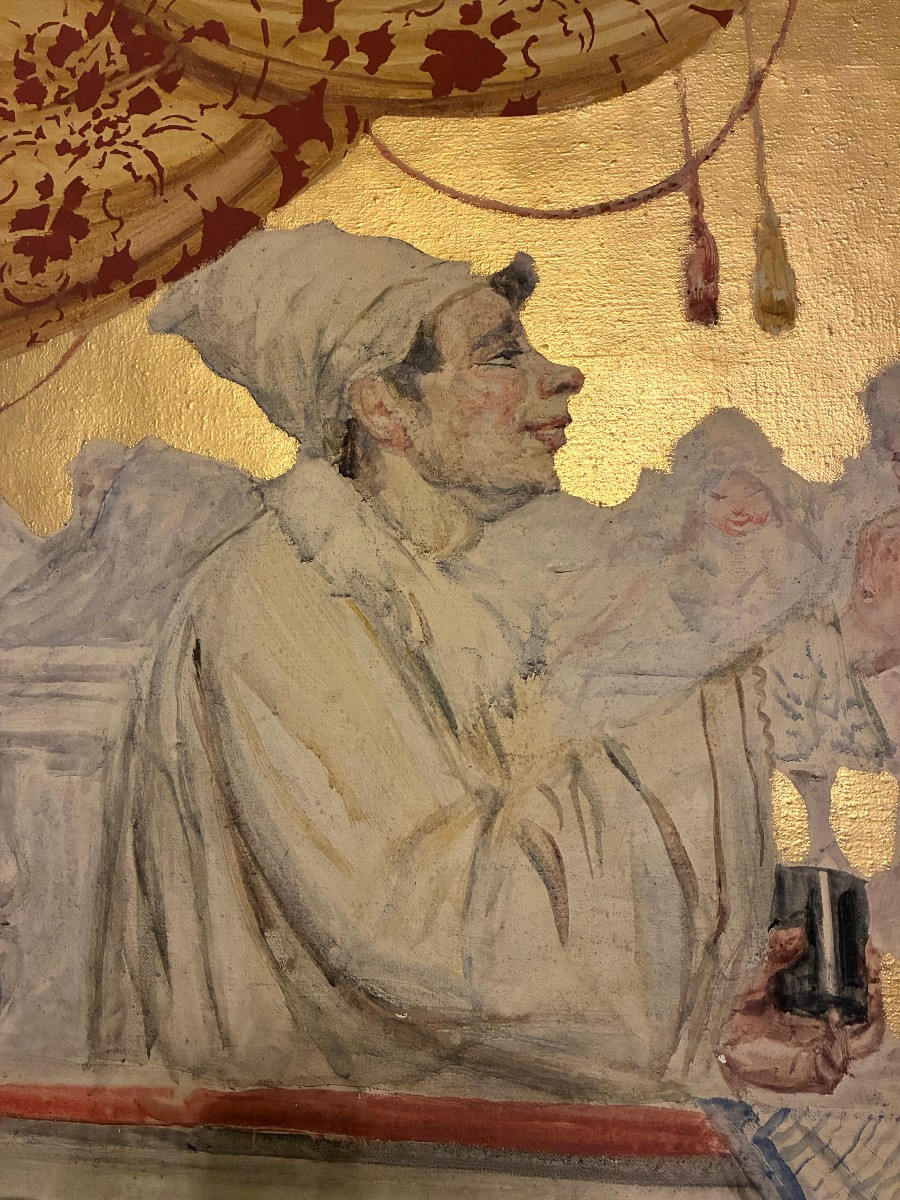 dipinto raffigurante scene carnevalesche fondo oro primi 900-photo-4