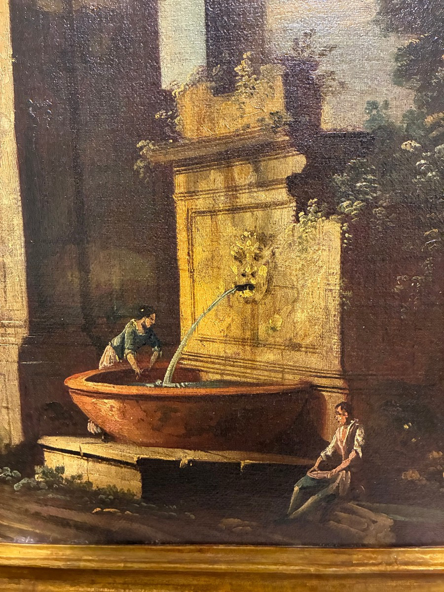 dipinto olio su tela raffigurante paesaggio venezia primi 700 -photo-4