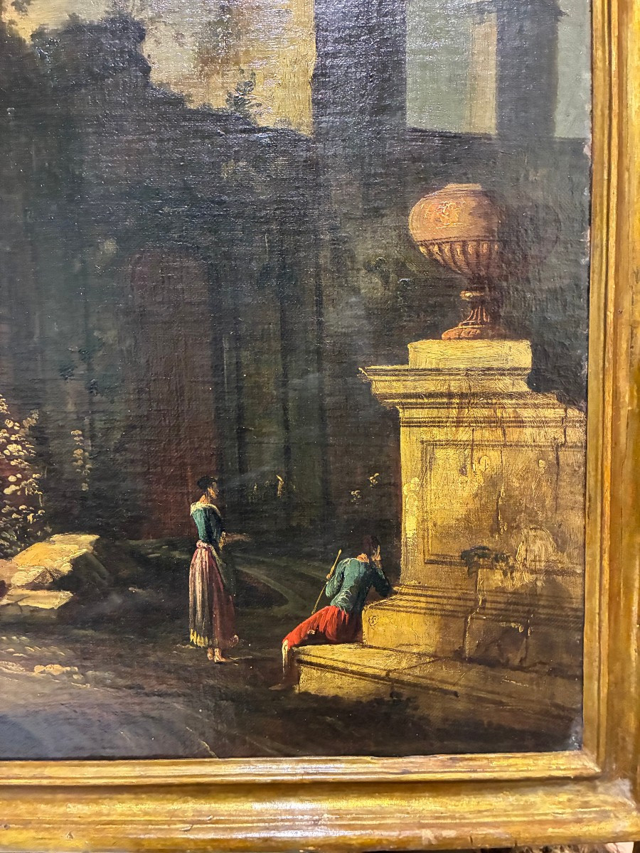 dipinto olio su tela raffigurante paesaggio venezia primi 700 -photo-4