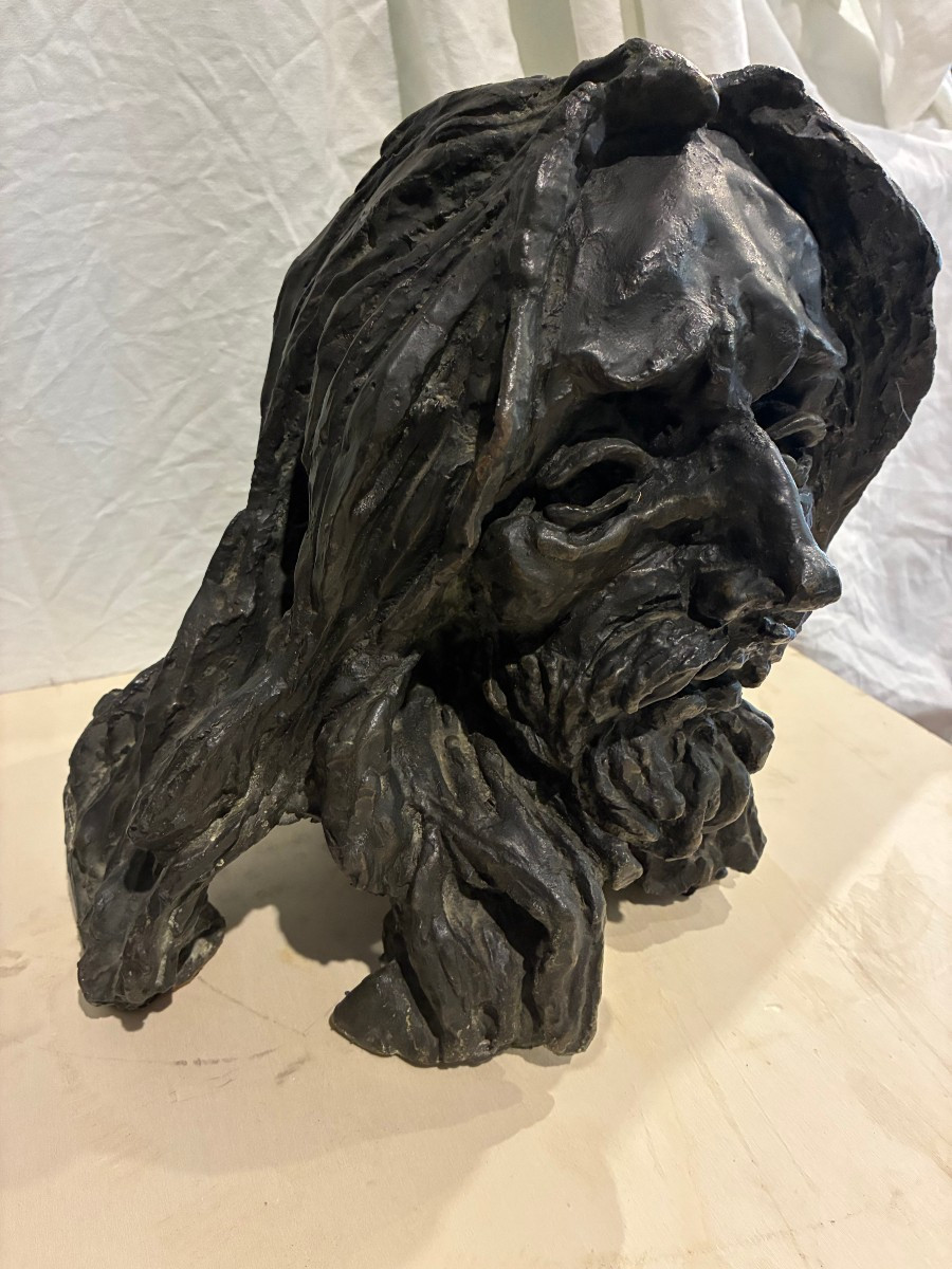 bronzo raffigurante volto del Cristo di provenienza italiana eseguito nel XIX secolo-photo-3