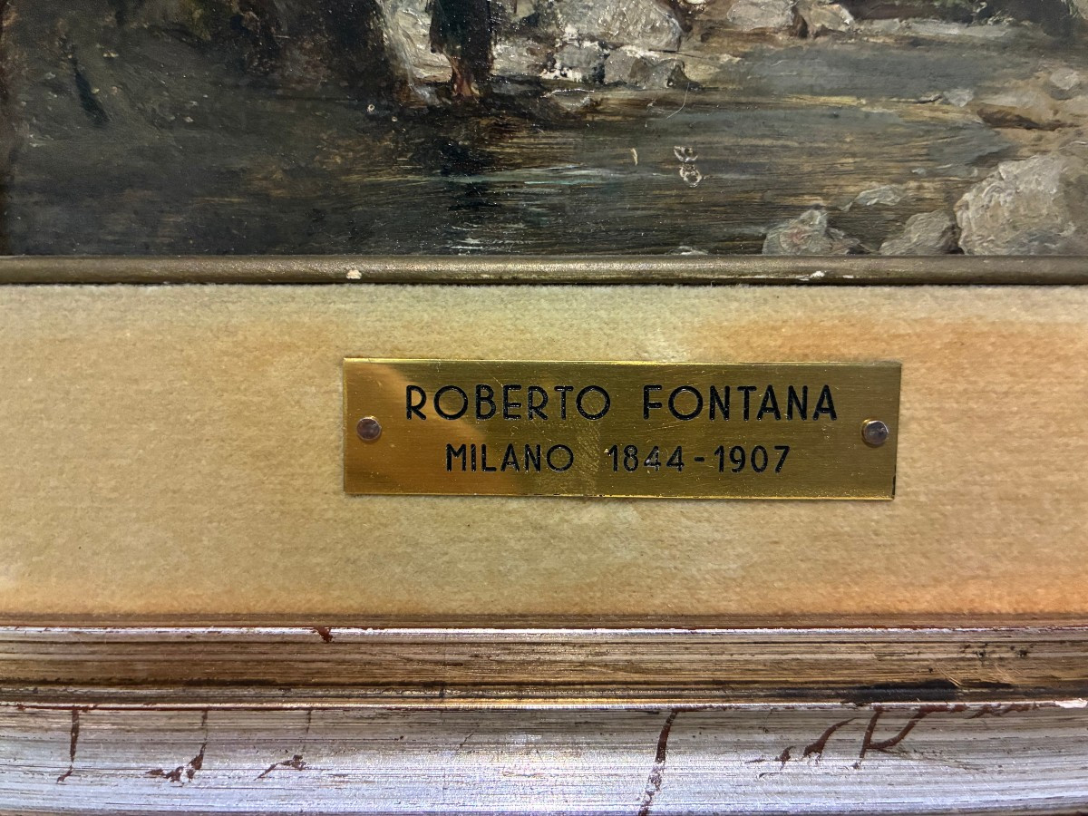 dipinto raffigurante paesaggio Roberto Fontana Milano 1844-1907-photo-2