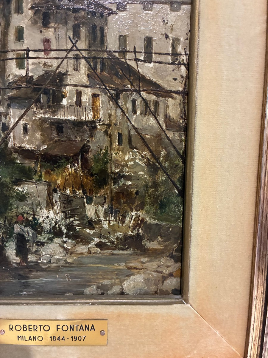 dipinto raffigurante paesaggio Roberto Fontana Milano 1844-1907-photo-4