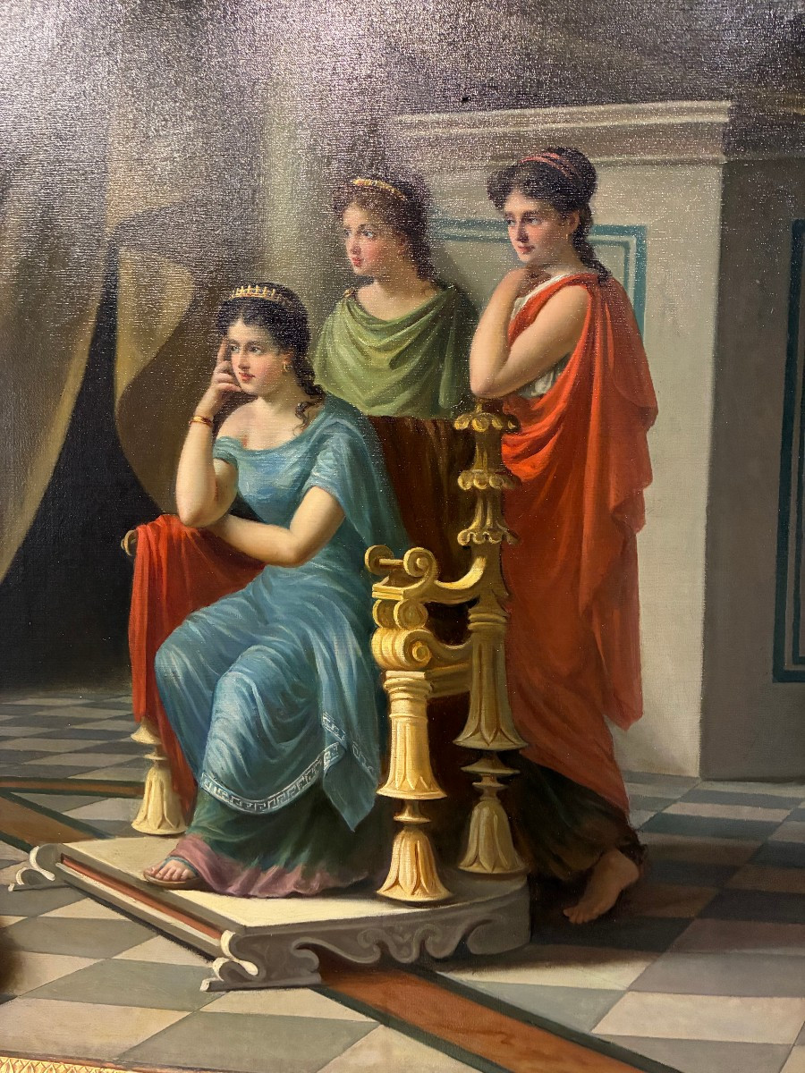 dipinto olio su tela raffigurante scena storica firmato Liberti 1887-photo-3